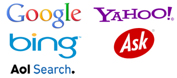 Google, Yahoo!, Bing, Ask, Aol